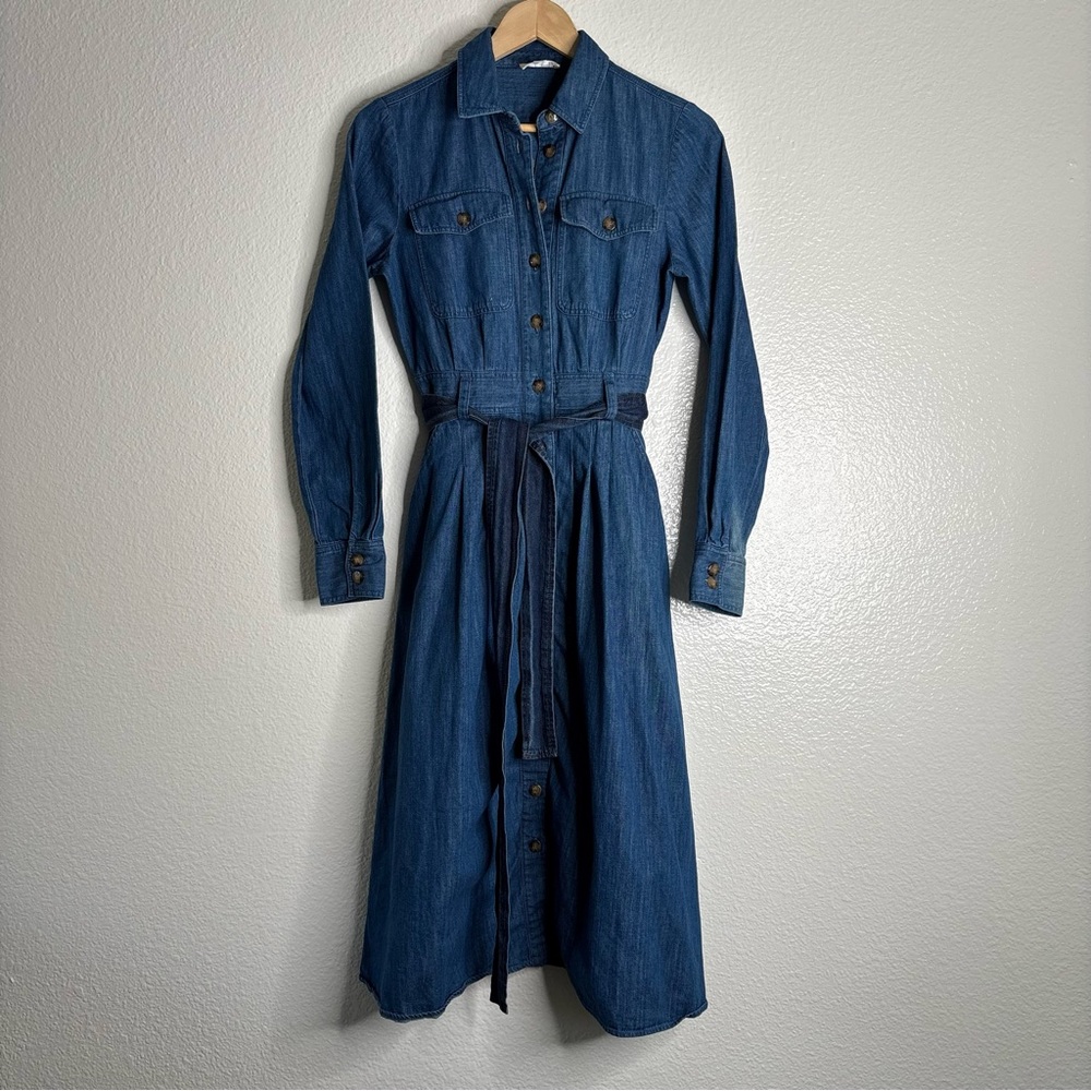 Sezane Tea Dress Dark Blue size 34